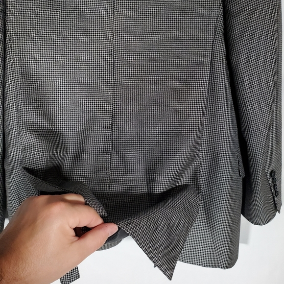 CANALI SAKS FIFTH AVENUE GRAY HOUNDSTOOTH SUIT BLAZER SIZE 50 R EUROPE 40 R USA - Picture 7 of 9